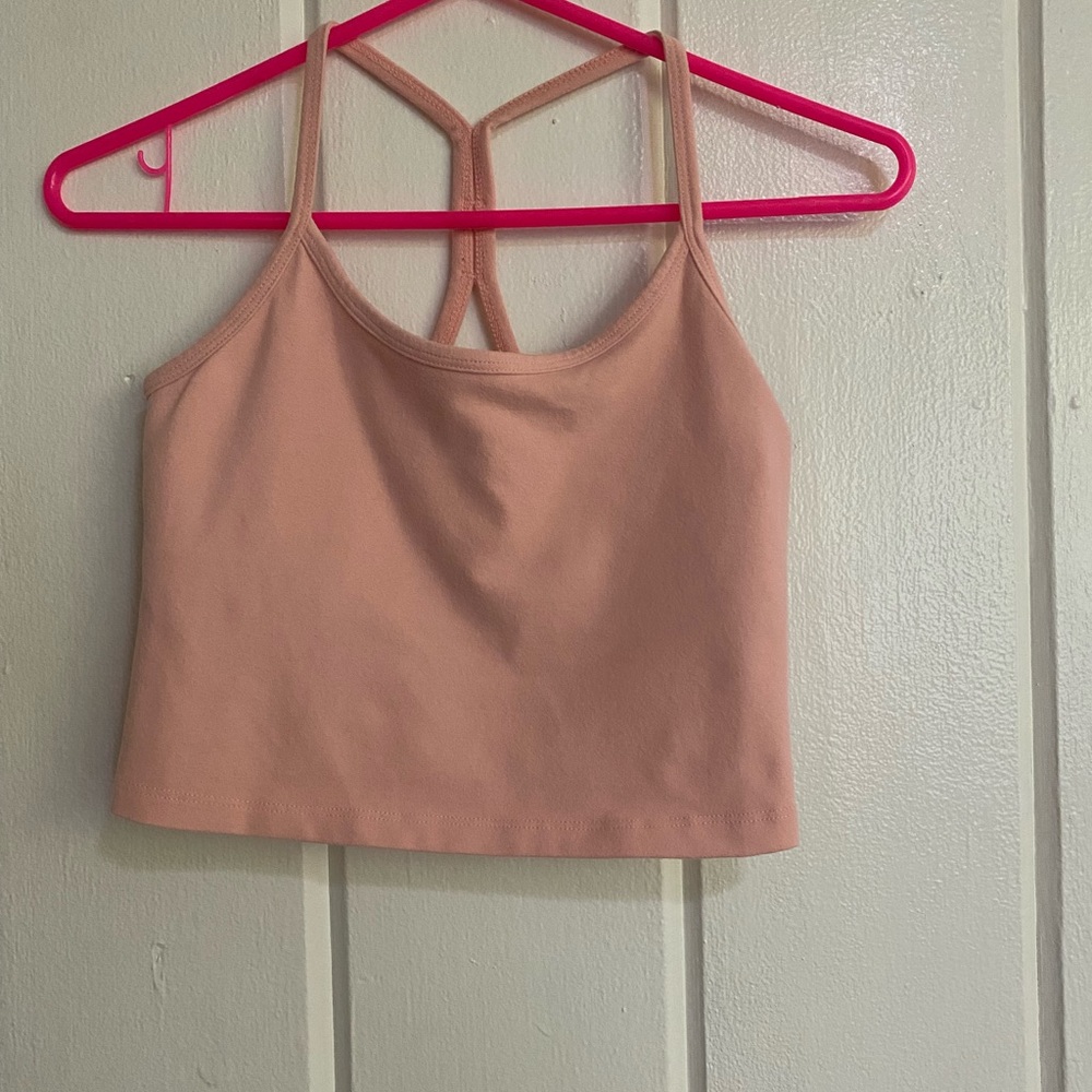 Beyond Yoga Cropped Racerback Tank, Color Peach, Size S